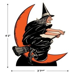 Beistle Vintage Halloween Witch and Moon 4.2 Foot Cardboard Standup