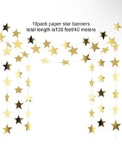 Glitter Star Garland Banner 2026 Party Decor 130 Feet Star Hanging Banner Twi…