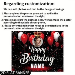 1pc 2D Theme Personalized Birthday Custom Poster Custom Text Photo Party Decor❀