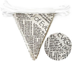48Ft Vintage Newspaper Burlap Banner Newspaper Burlap Triangle Pennant Flag Line