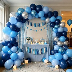 Blue Balloons 60 pcs 12 Inch Light Navy Baby Pearl Blue Metallic Latex Balloo…