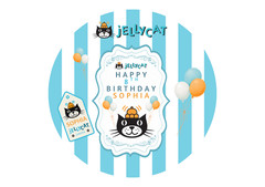 CAT PERSONALIZED KIDS PARTY DECOR BIRTHDAY CUSTOM NAME DECORATION CHILDREN JELLY