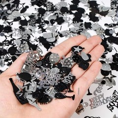 Happy Birthday Confetti, 1.6 oz Black Silver Black Silver Birthday Confetti