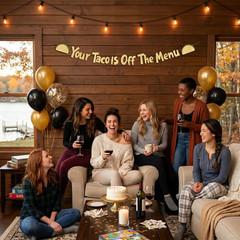 Pre-Strung Your Taco Is off the Menu Gold Glitter Banner – Funny Bachelorette Pa