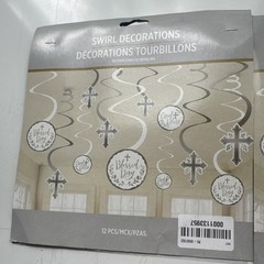 Amscan Swirl Decorations «Blessed Day» Religious Silver/White 12pc MPN 672516