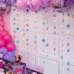 Iridescent Star Garland 156ft – Holographic Streamer Banner for Space Birthday P