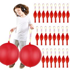 24 Pcs Red Punch Balloons Bounce with Rubber Band Handle Punching Balloon Hea…