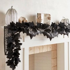 SITUMEIZI 2-Pack 13Ft Black Maple Leaf Halloween Garland Realistic Hanging Decor
