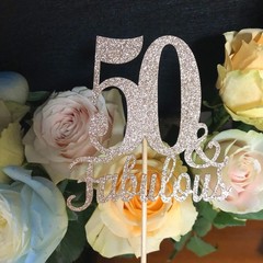 10 Pack Rose Gold 50th Birthday Centerpieces, Double Sided, Number 50 Sticks