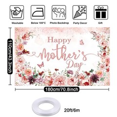 Happy Mother’s Day Banner Backdrop Mothers Day Photo Backdrop Pink Flowers Mothe
