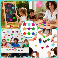 Star Paper Cutouts Assorted Colors Classroom Bulletin Board Decor 117 PCS