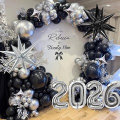 Black and Silver Balloon Arch Kit 2026 graduation Balloon Garland Numbers 202…