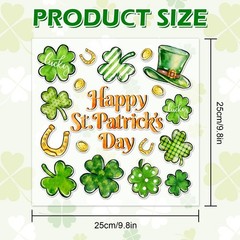 2 Sheet St. Patrick’ s Day Thick Gel Clings Green Lucky Clover Shamrock Reusable