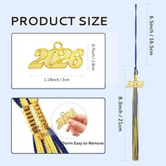 2026 Gold Year Charms Graduation Tassel Charms for HS College Cap Hat Accessory