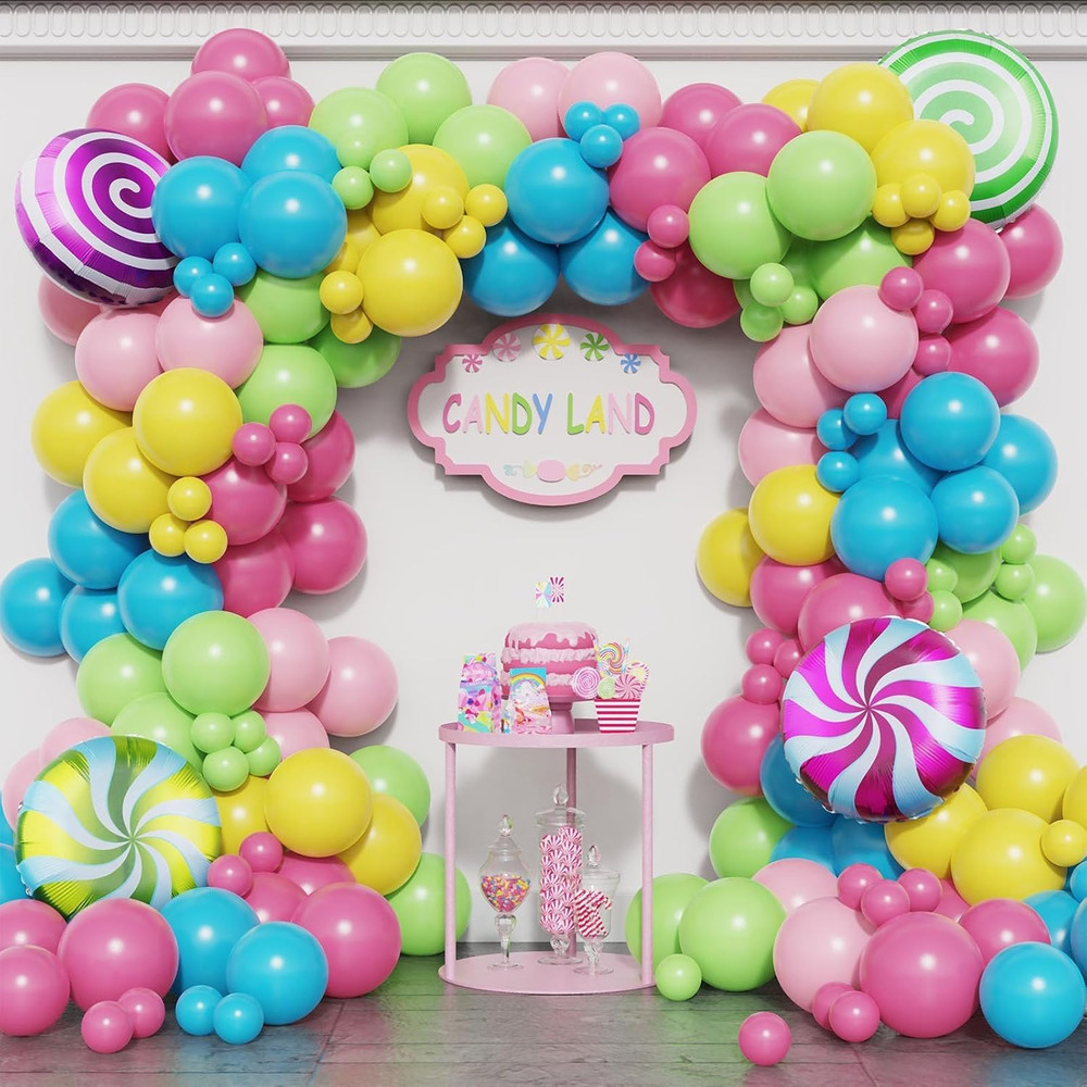 Candyland Party Decoration 184PCS Candy Balloon Garland Kit Pastel Pink Purple B