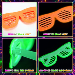 Mega-L 12 Pcs Glow in the Dark Glasses, Glow in the Dark Party Supplies, Neon Fl