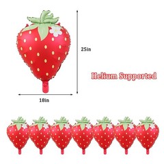 7pcs Red Strawberry Balloons Cute Sweet Strawberry Foil Balloon Summer Party