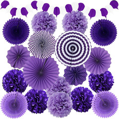 Fiesta Party Decorations, Multicolored Paper Pompoms Fan Garlands for Mexican Pa