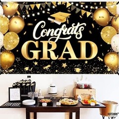 Celebrate with Style: 72×44 Inch Congrats Grad Banner – Durable & Elegant