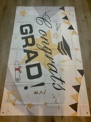 Graduation Party Supplies Congrats Grad 3×5 Party Banner Decor Black & Gold