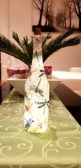 Hand Decorated Light Up Bottle Lamp with Dragonfly Design One of a Kind Unique G