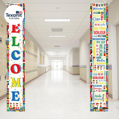 3 Pcs World Flags Welcome Banners, Multicultural Classroom Decorations for Schoo