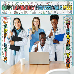 3 Pcs Lab Week Decorations Banner Thank You for All You Do Sign Backdrop Decor M