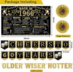 60th Birthday Decorations for Men Women, 36 Pcs Back in 1966 Birthday Party D…