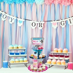 Dual Theme 3-Tier Cardboard Dessert Holder for Gender Reveal & Baby Showers