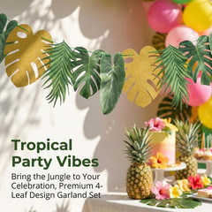 Leaf Garland Palm Leaves Jungle Party Decorations – 3M Tropical Paper Garland Ba