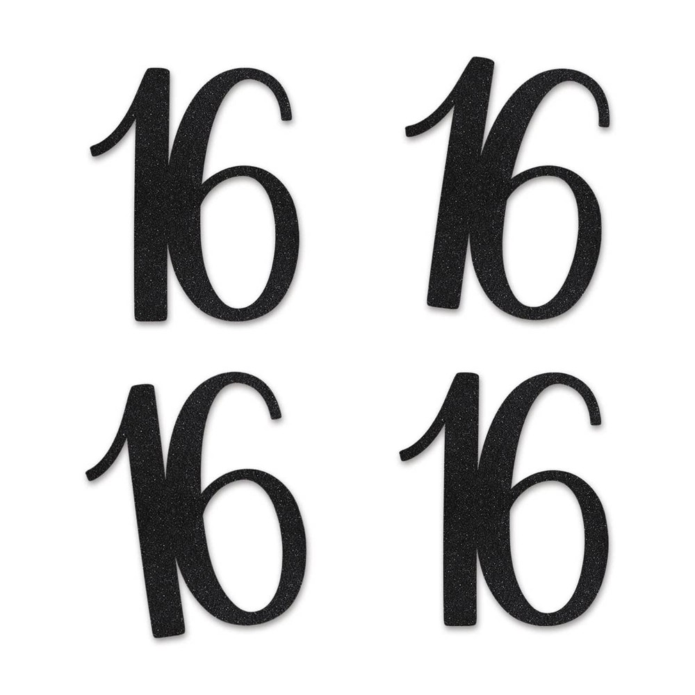 Black Glitter 16 CutOut Numbers 16th Birthday Party Anniversary Decor
