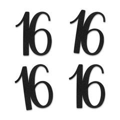 Black Glitter 16 CutOut Numbers 16th Birthday Party Anniversary Decor