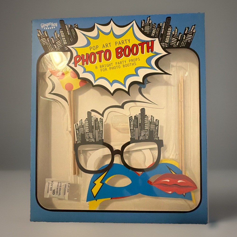 Ginger Ray Photo Booth Props Pop Art Superhero Party New York Brand New In Box.