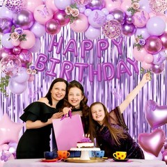 Purple Pink Birthday Decorations, Metallic Magenta Purple Lavender Balloons C…