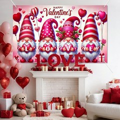 BlissYard Valentine’s Day Gnome Banner LOVE Heart 71*43 Inch, Romantic Hearts