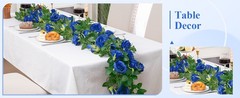 5 Pack Artificial Royal Blue Rose Vines Floral Garlands Total 32.5 Ft Fake Vine