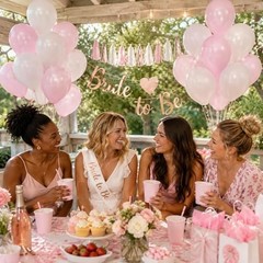 60pcs Pink and White Balloons 12inch, Pearl Pink Double Pearl Pink White
