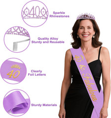 40Th Birthday Decorations for Women, 52Pcs Purple Happy 40Th Birthday Decoration