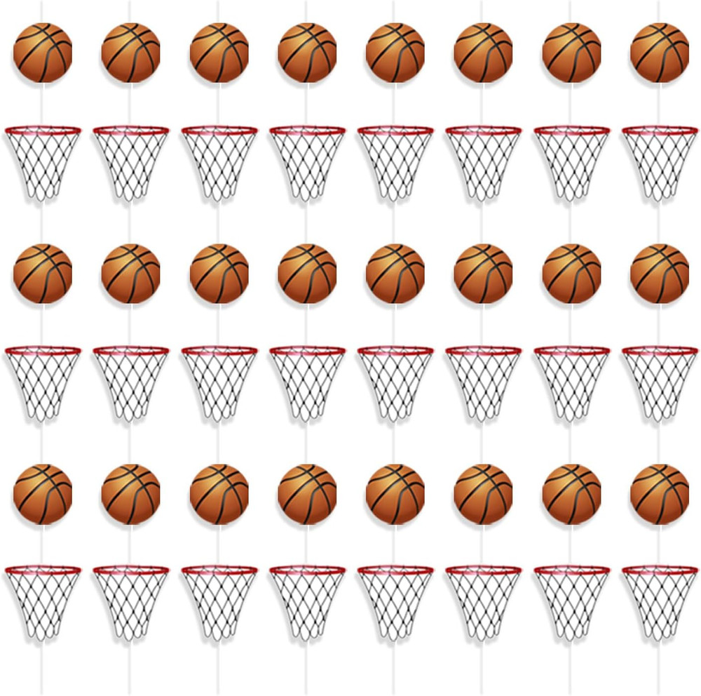 Basketball Party Garland Decoration Set, 4Ft Hoop Banner, 8 Pieces, Sports Theme
