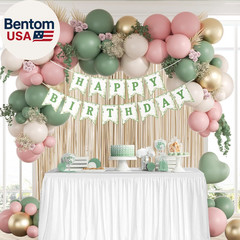 Pink and Sage Green Birthday Decorations with Light Pink Sage Green Sand White M