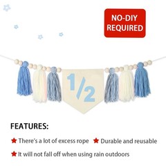1/2 Birthday Boy Half Birthday Decorations High Chair Banner, 6 Month Tassel …