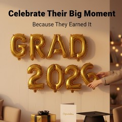 40 Inch Gold 2026 Graduation Balloons Decorations, Large Foil Mylar GRAD Lett