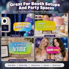 64 Designs Funny Photo Booth Props, 32 Double Sided PVC Signs