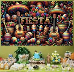 New~ Vibrant Colors Mexican Fiesta Party Decoration Fiesta Banner 71×43 inches