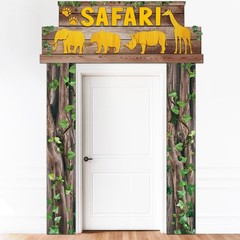 3pcs Jungle Themed Party Door Hanging Banner Wild Animal Birthday Decorations…