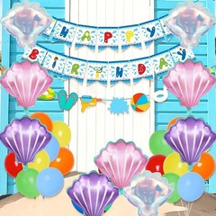 9 Pcs Seashell Balloons Multi-color Shell Balloon Ocean Balloons for Baby Sho…