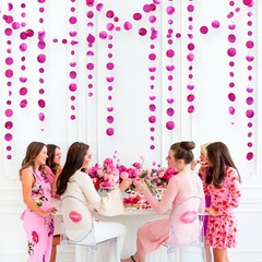 Hot Pink Party Decorations Circle Dots Garland Metallic Rose