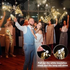 24 Pcs Lighted Wedding Wands LED Tinsel Wands Light up Streamers
