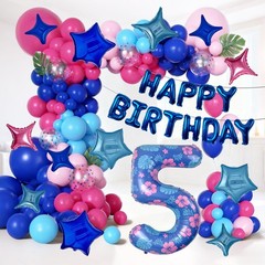 40in Blue and Pink Number 1 Balloon Set, Large Foil Metallic Balloons for Kid…