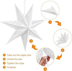 Handmade White Paper Star Lantern Lamp Christmas Festive Hanging Paper Star Lamp